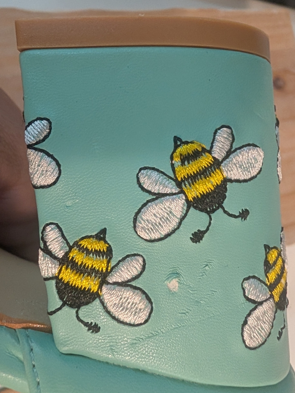 ModCloth Aqua Block Heel Sandals with Bee Embroidery - Picture 8 of 8